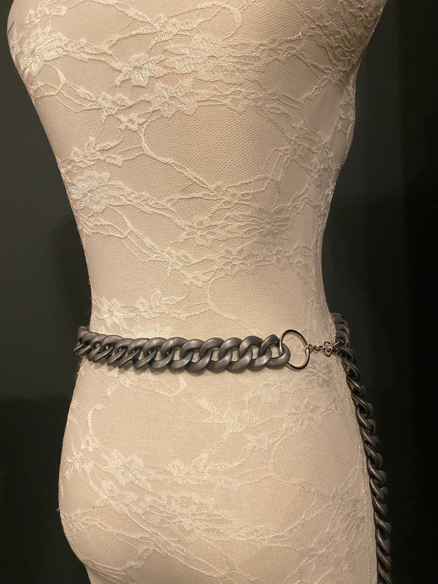Handmade Grey Chain Link Belt, Adjustable Fashion Accessory