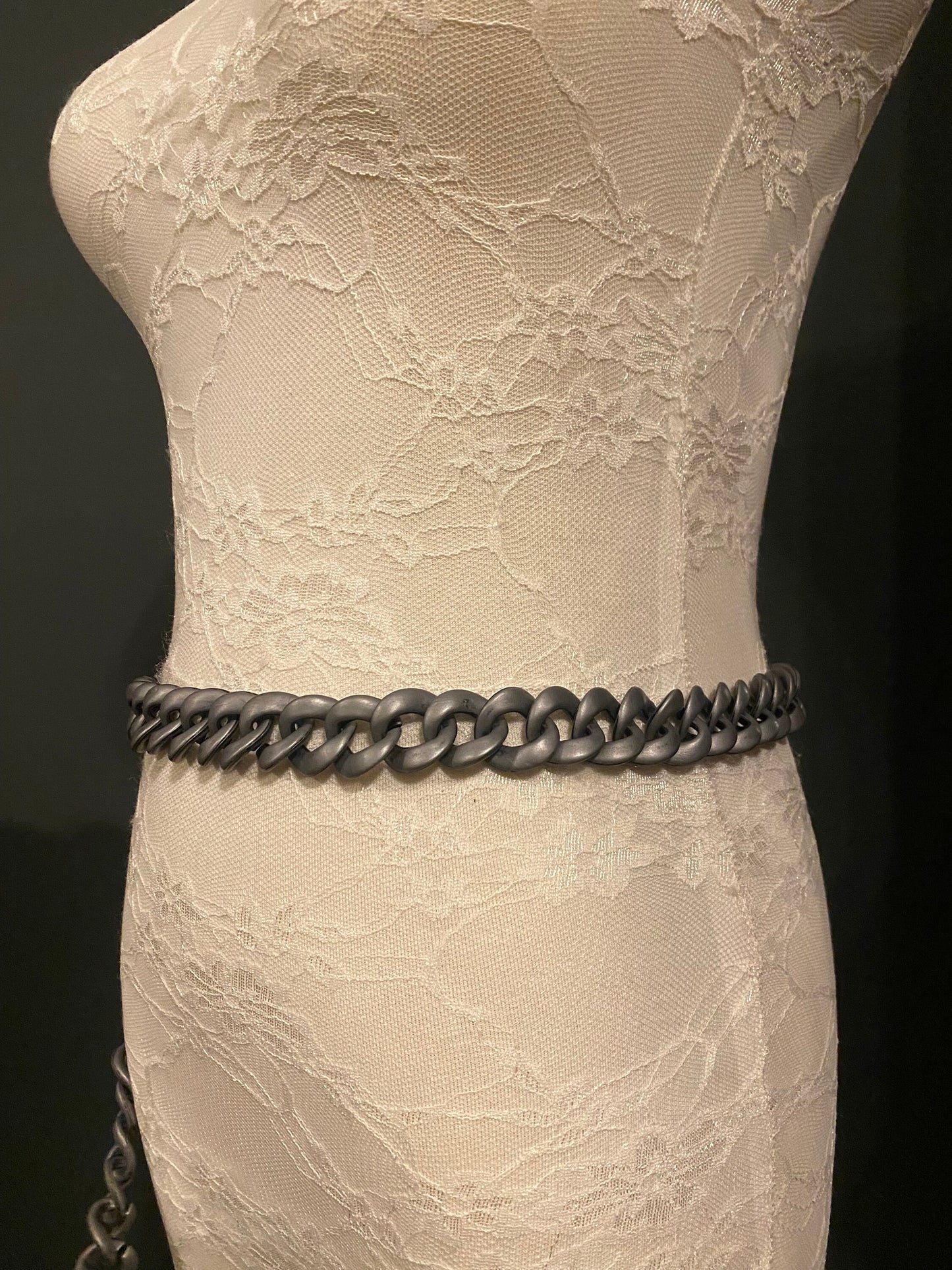 Handmade Grey Chain Link Belt, Adjustable Fashion Accessory