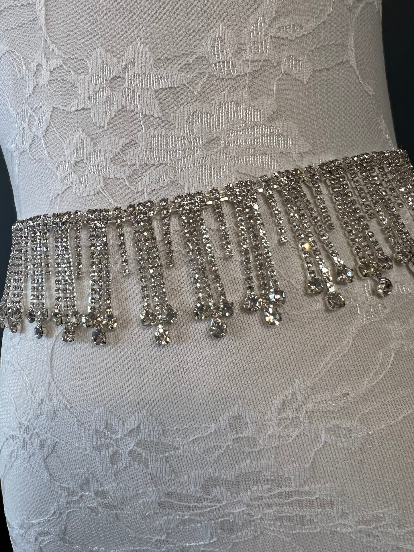 Diamanté Trim, 4.8cm Wide Rhinestone Fringe