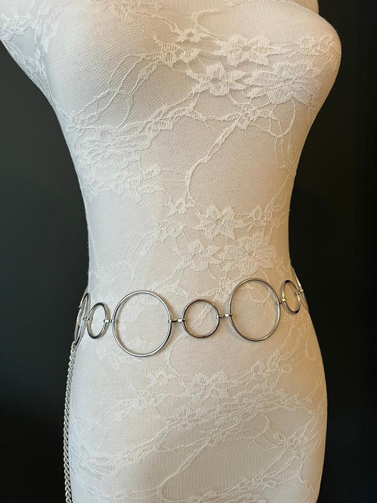 X-long Belt, Ring Belt, Fashion Belt, Silver Ring Belts, Silver or Gold, UK Sizes 4-36