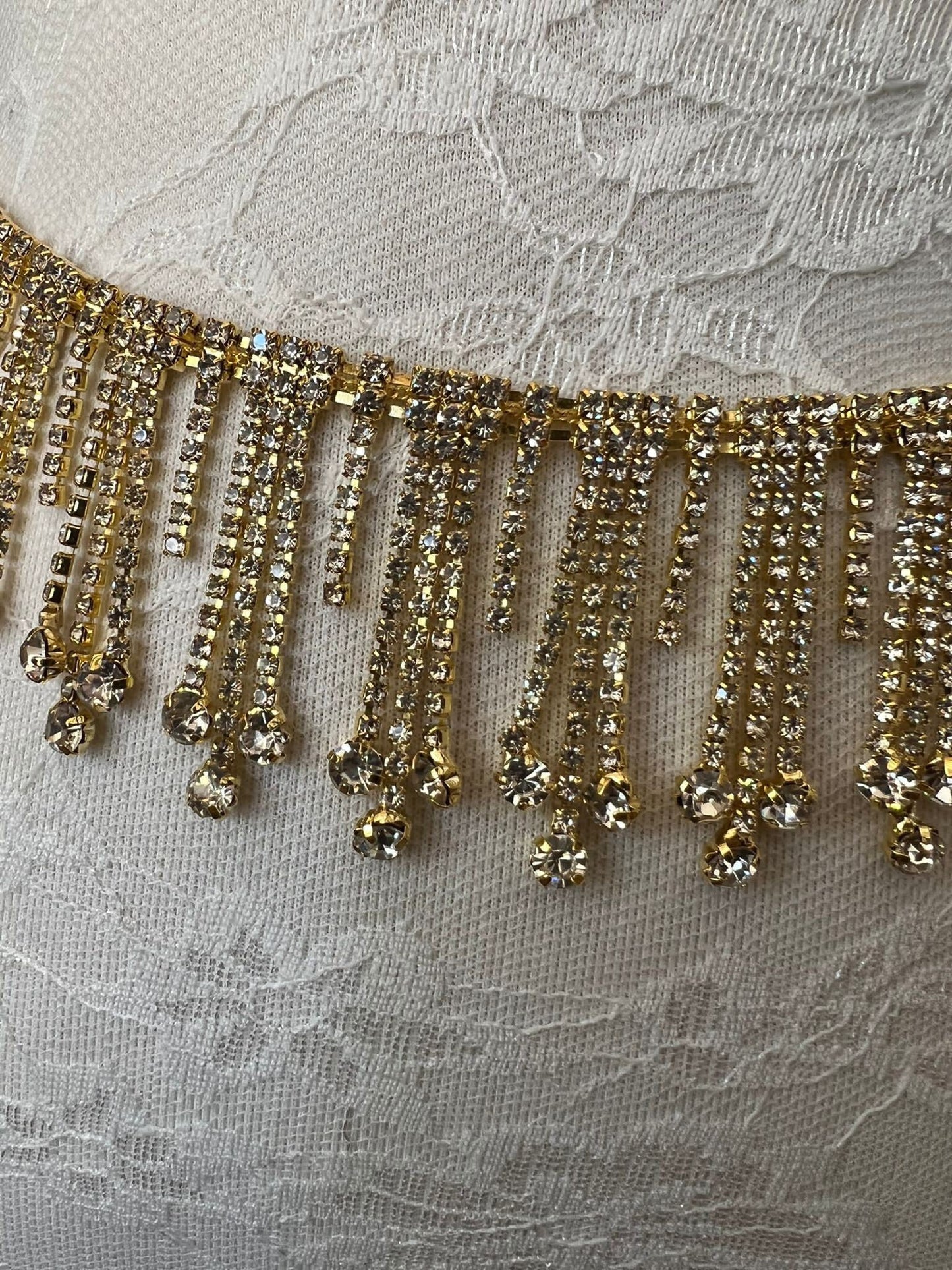 Diamanté Trim, 4.8cm Wide Rhinestone Fringe