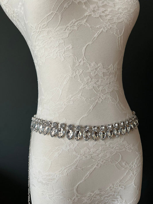 X-Long Jewel Belt, Fashion Belt, X-Long, Silver Belt, Jewel Belts, Teen Sizes, Plus sizes, 18”-60” Chain Belt, Accessory, Diamanté