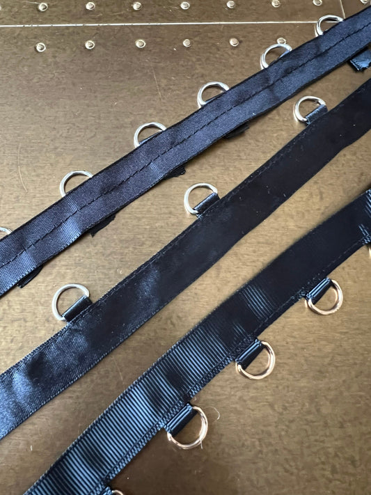 Metal D ring Tape, D Rings on Tape, Gros Grain D Ring Tape, Silver D Rings, Gold D Rings