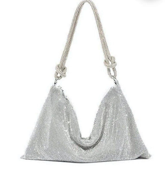 Silver Shiny Sparkly Rhinestone Mesh Bag, Purse, Clutch, Handbag, Party, Bridal, Bridesmaid, Evening Bag, Gold, Silver, Black