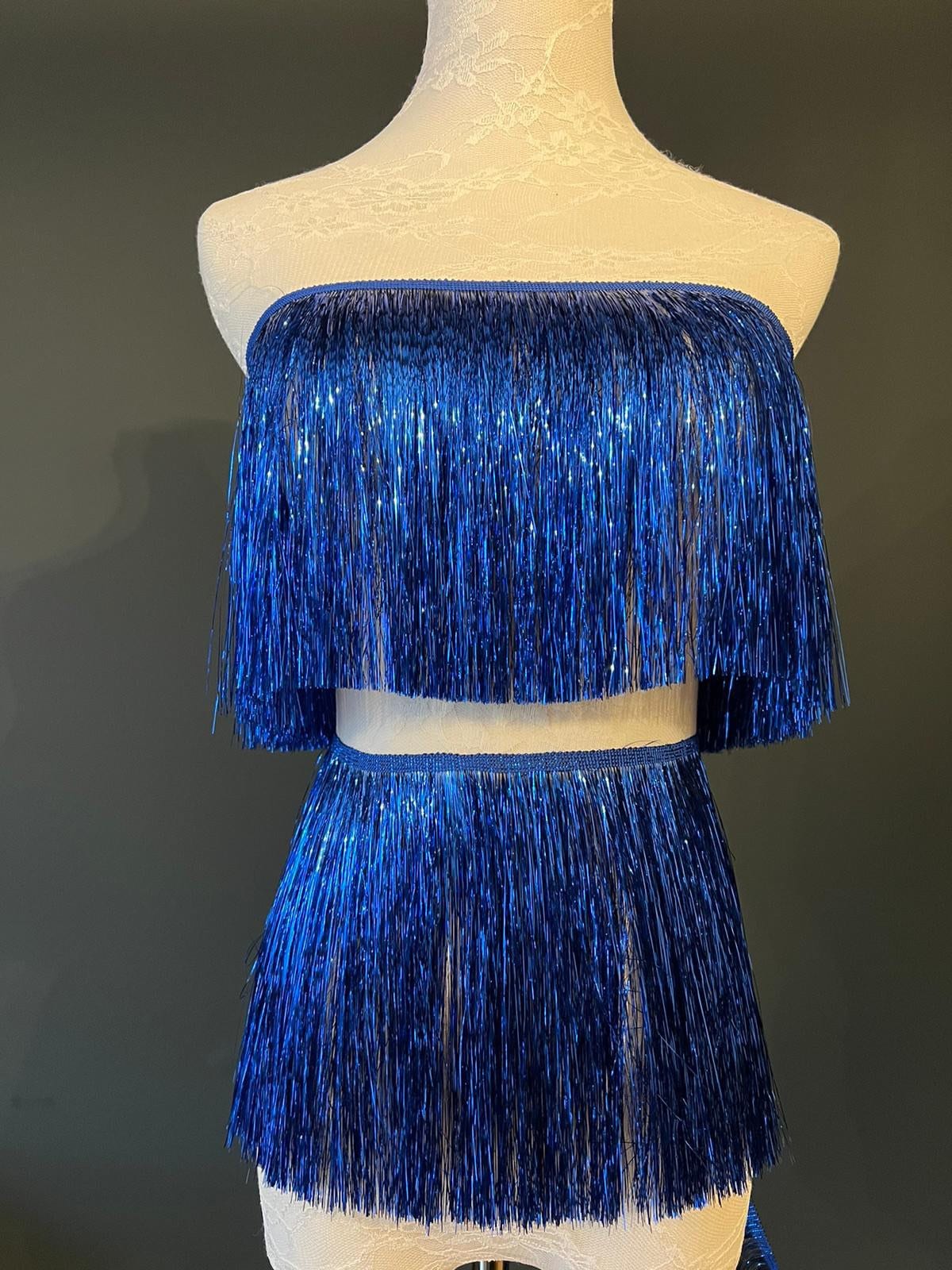 Royal Blue Tinsel Fringe, 8” Wide, Dance Costume Trim, 17 colours