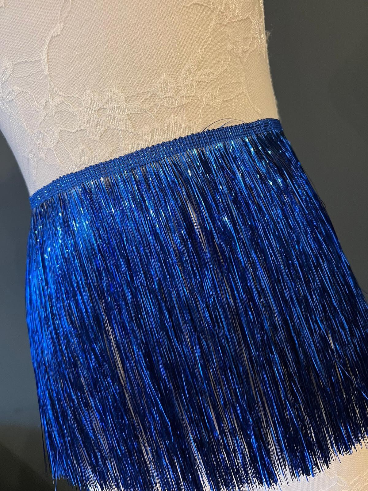 Royal Blue Tinsel Fringe, 8” Wide, Dance Costume Trim, 17 colours