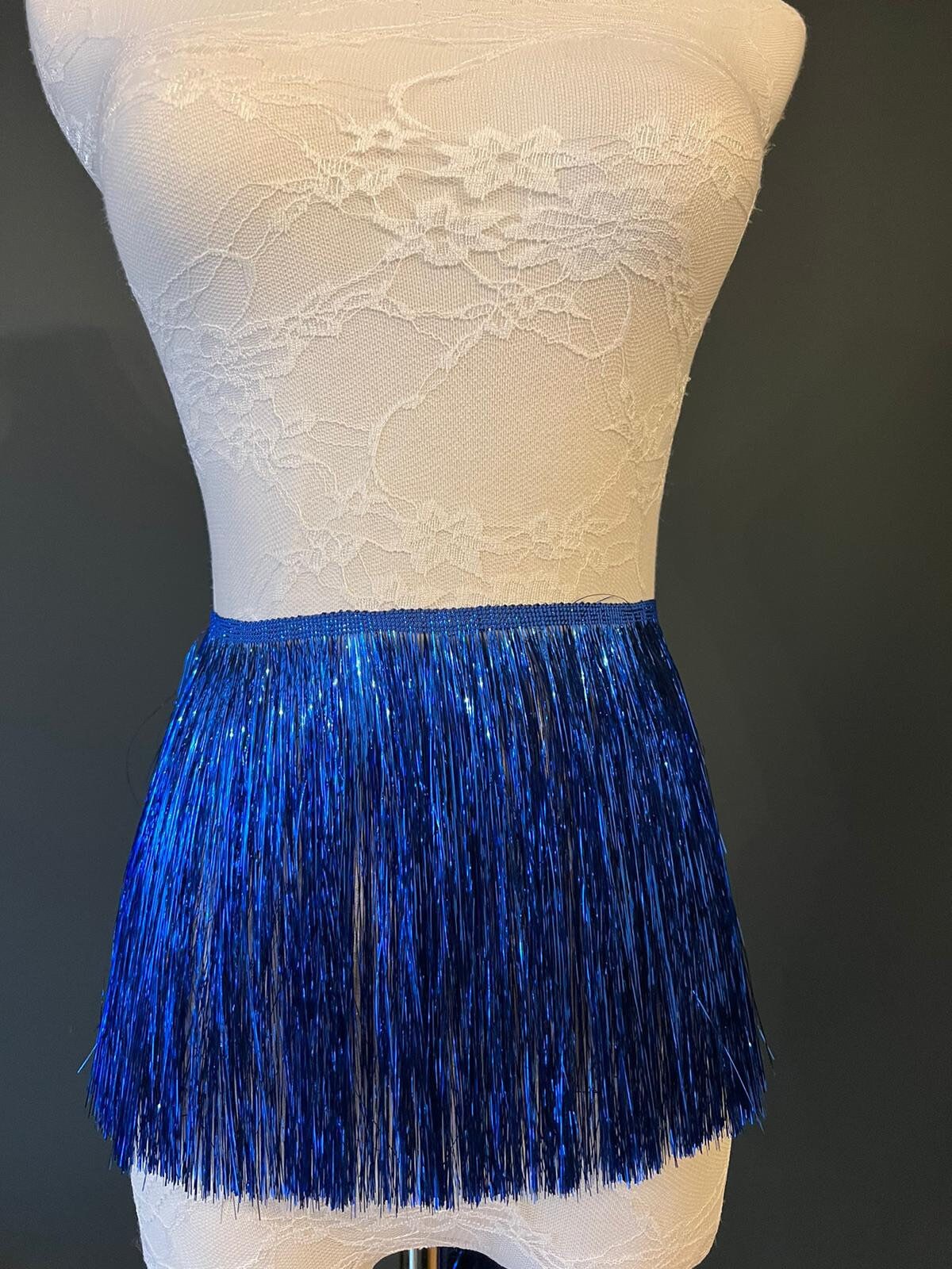 Royal Blue Tinsel Fringe, 8” Wide, Dance Costume Trim, 17 colours