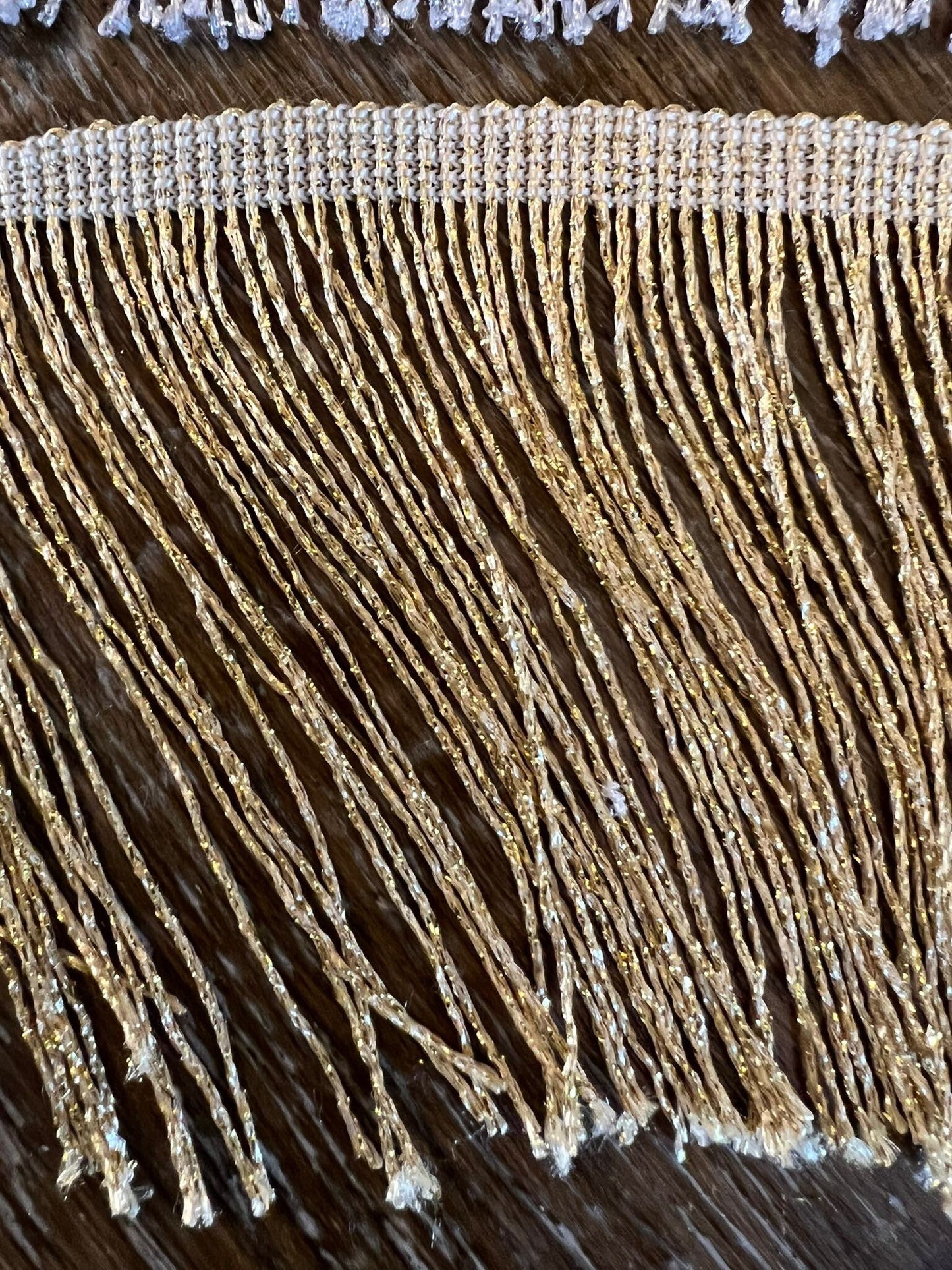 Lurex Fringe Trimming, Silver or Gold, 6" Wide