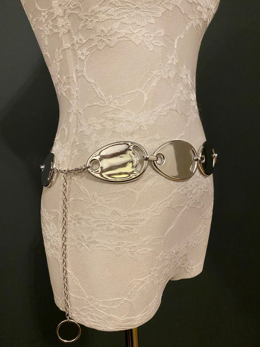 X-long Belt, Fashionable Belt, Silver, Disc Belt