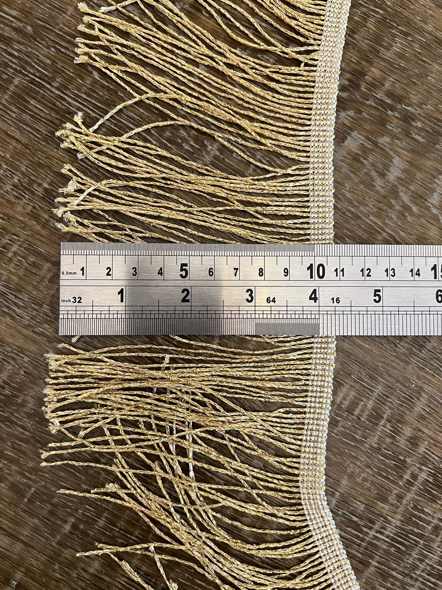 Lurex Fringe Trimming, Silver or Gold, 6" Wide