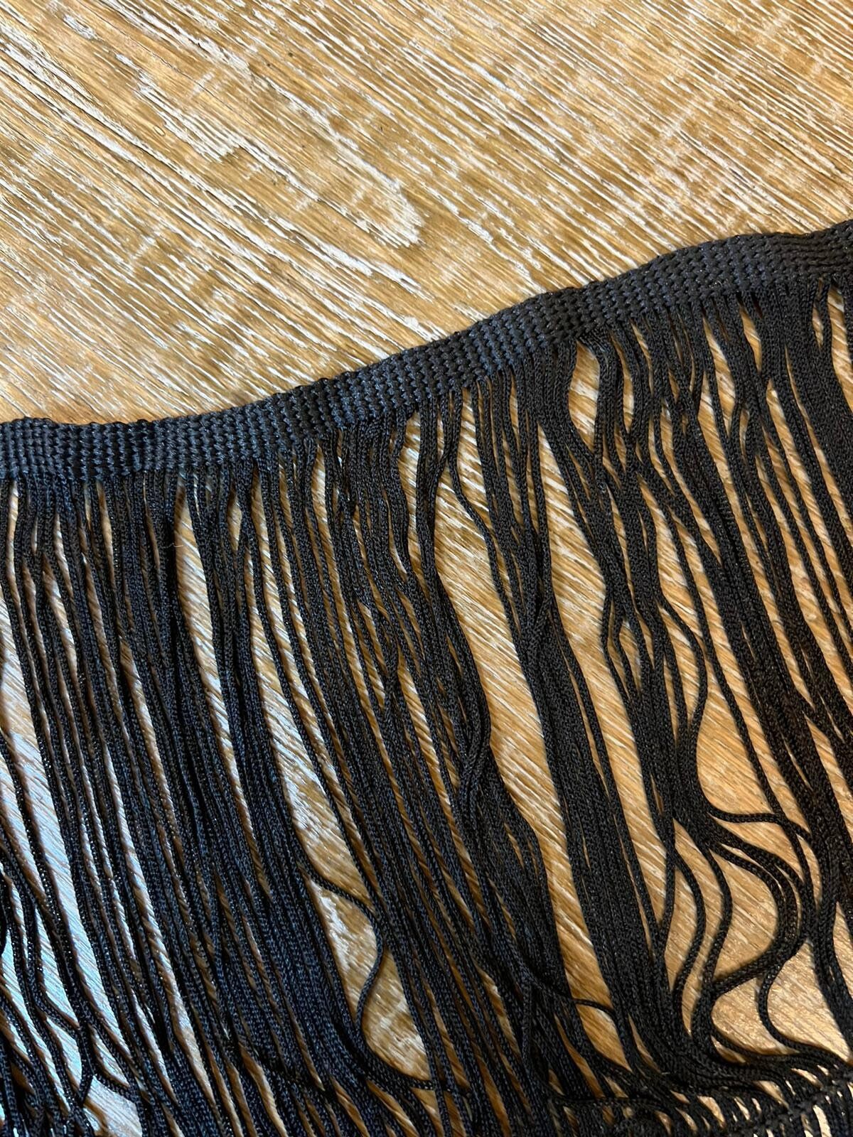 12” Wide Fringe Trim, 30cm Wide Fringe Trimming, Black, Tassel Trim, Fashion Fringe