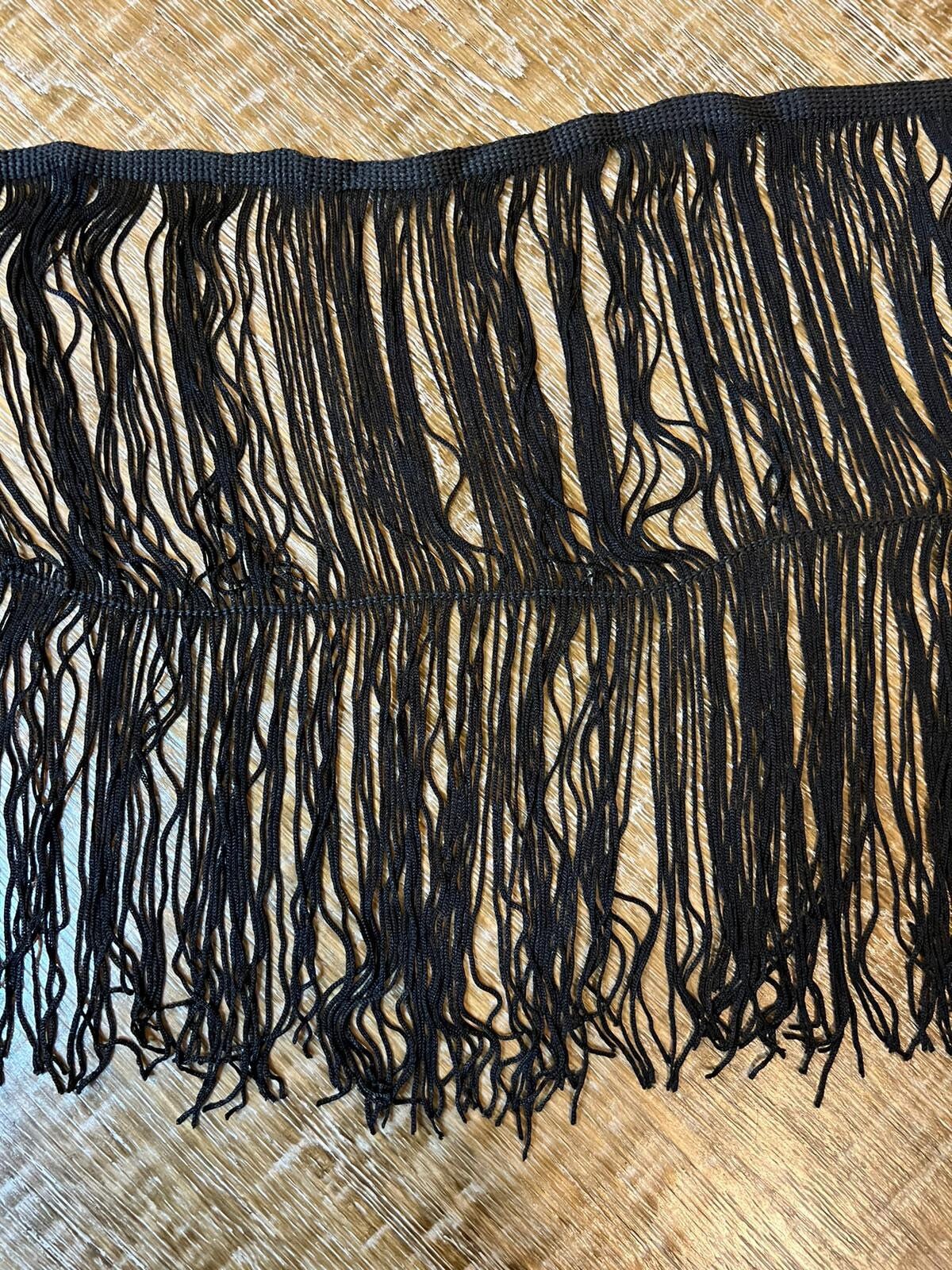 12” Wide Fringe Trim, 30cm Wide Fringe Trimming, Black, Tassel Trim, Fashion Fringe