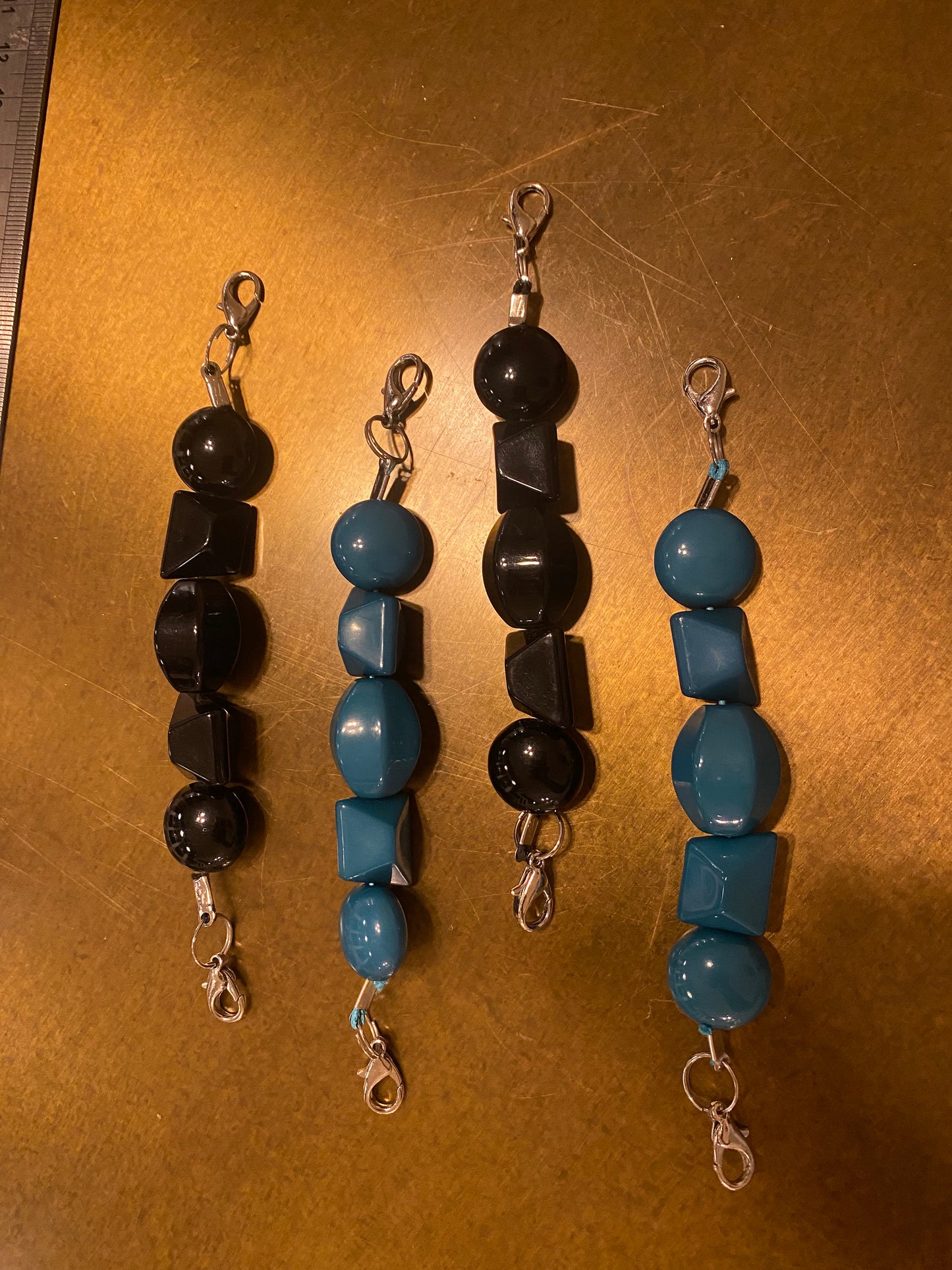 1pc Beaded Straps, Bead Buckles, Swimwear Buckles, Teal, Black, 14cm, Removable Straps
