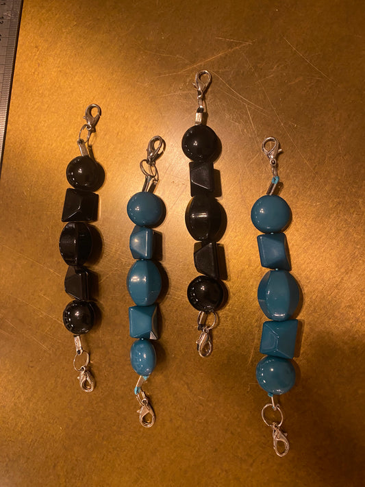 2pcs Beaded Straps, Bead Buckles, Swimwear Buckles, Teal, Black, 14cm, Removable Straps