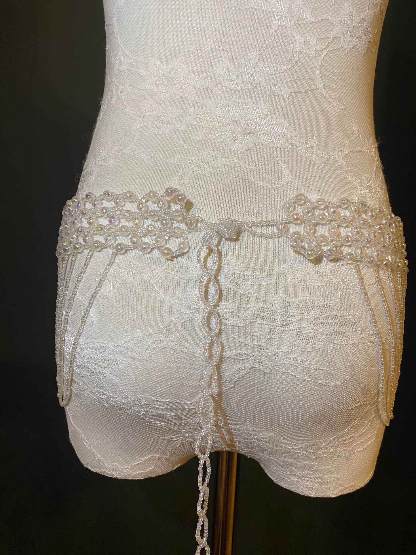 Beaded Belt, 6” Wide Fringe Bead Belt, Iridescent Bead Belt, Belly Dance, Costume, Fashion Belt, FAN Design, UK Size 8-16