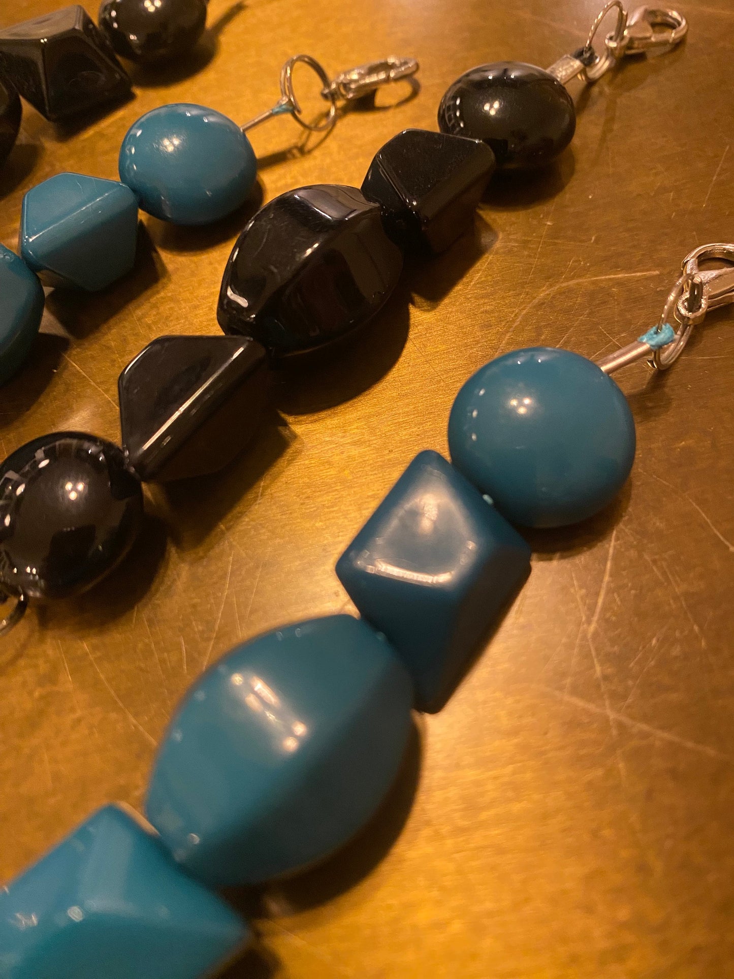 1pc Beaded Straps, Bead Buckles, Swimwear Buckles, Teal, Black, 14cm, Removable Straps