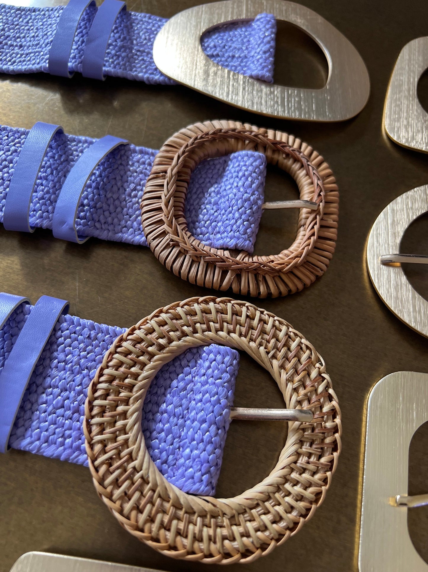 Lilac Raffia Elastic Belt, Uk 6-20, 8 Buckles, 15 Colours