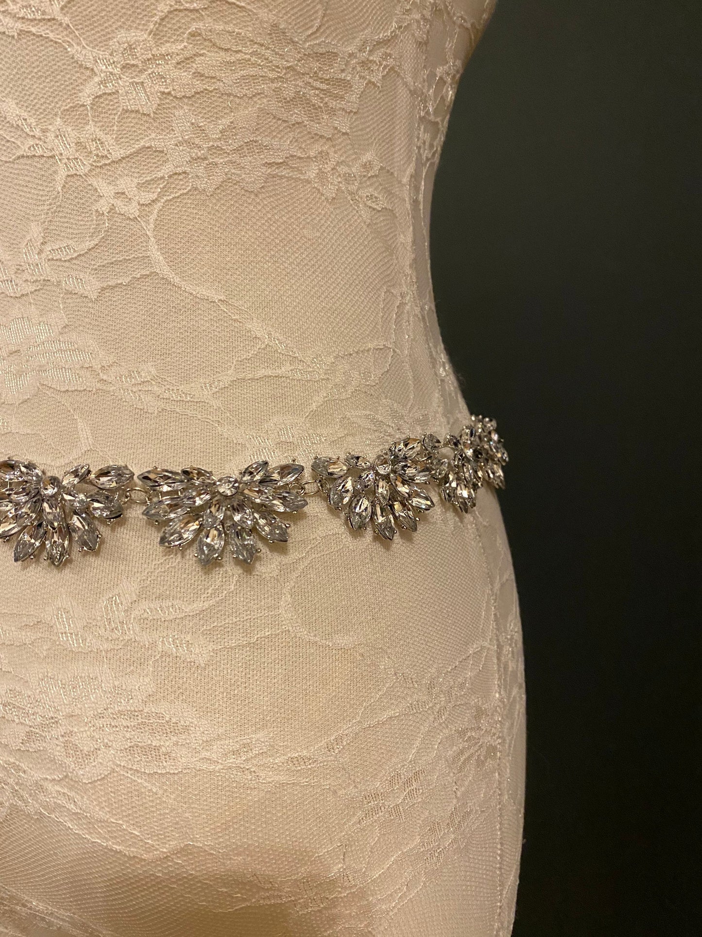 X-long Belt, Jewel Belt, Rhinestone Belt, Silver, UK Size 2-34