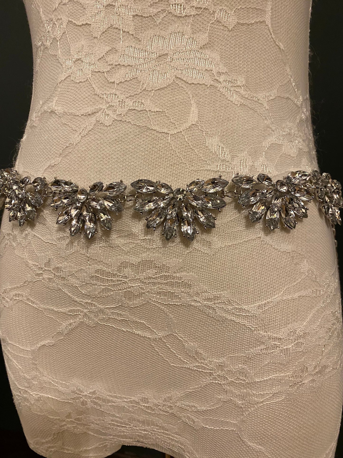 X-long Belt, Jewel Belt, Rhinestone Belt, Silver, UK Size 2-34
