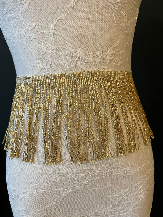 Lurex Fringe, 4” Wide, Fringe trimming, 10.5cm Wide Fringe, Silver, Gold