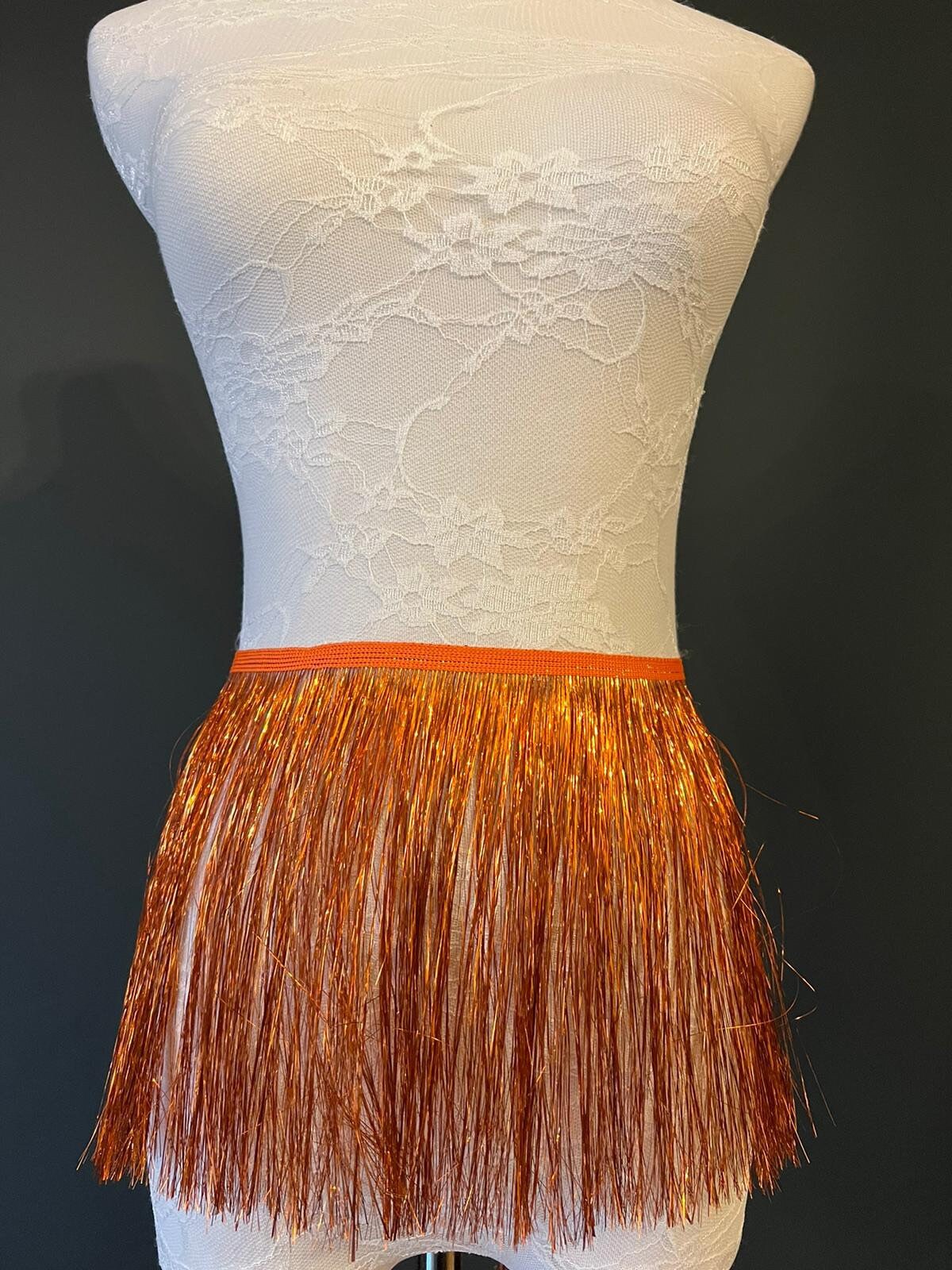 Orange Tinsel Fringe, 8" Wide, Dance Costume Trimming, 17 Colours