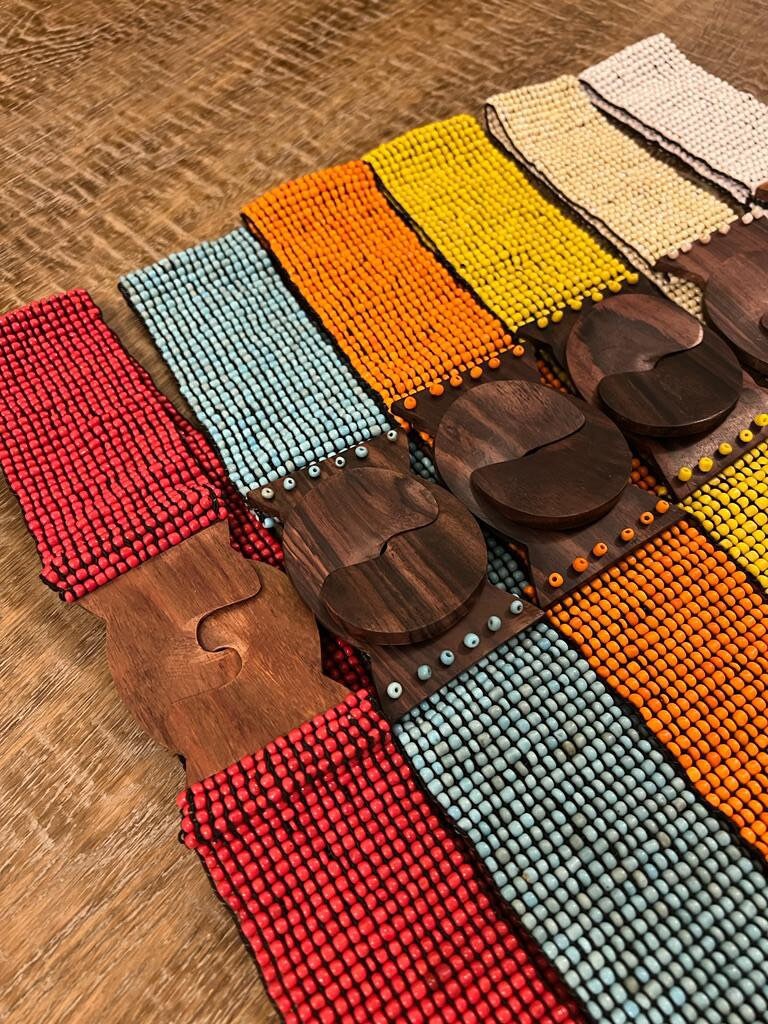 Boho Beaded Belt, Bohemian Belt, Boho Clothing, Hippie Elegant Belt, Ethically Made Belts, Wooden Belt, Stretchy Bead Belt, Fashion Belts