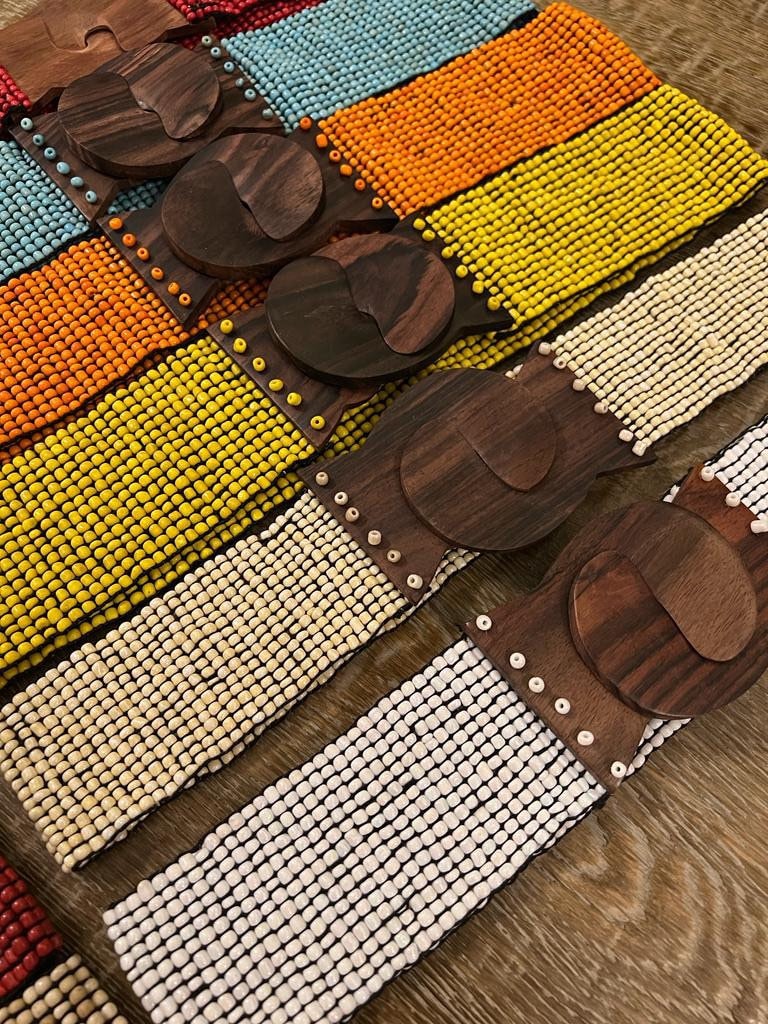 Boho Beaded Belt, Bohemian Belt, Boho Clothing, Hippie Elegant Belt, Ethically Made Belts, Wooden Belt, Stretchy Bead Belt, Fashion Belts