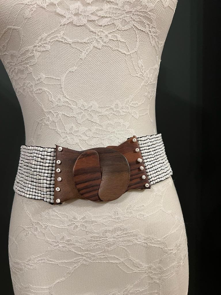 Boho Beaded Belt, Bohemian Belt, Boho Clothing, Hippie Elegant Belt, Ethically Made Belts, Wooden Belt, Stretchy Bead Belt, Fashion Belts