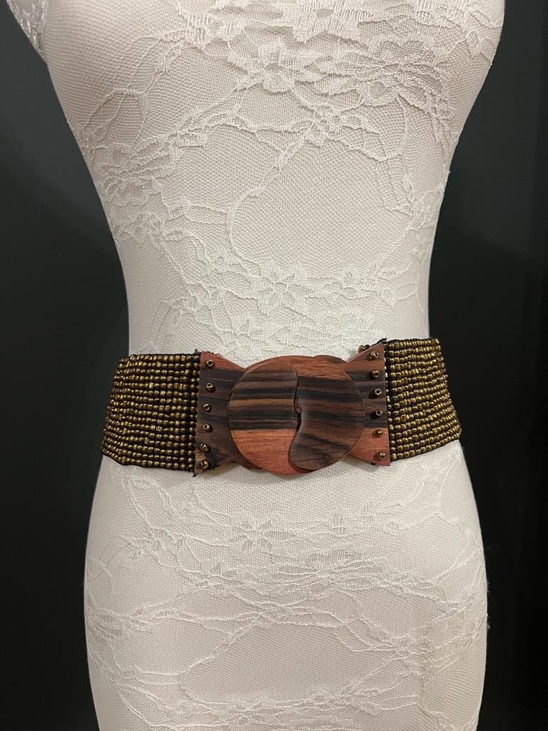 Boho Beaded Belt, Bohemian Belt, Boho Clothing, Hippie Elegant Belt, Ethically Made Belts, Wooden Belt, Stretchy Bead Belt, Fashion Belts