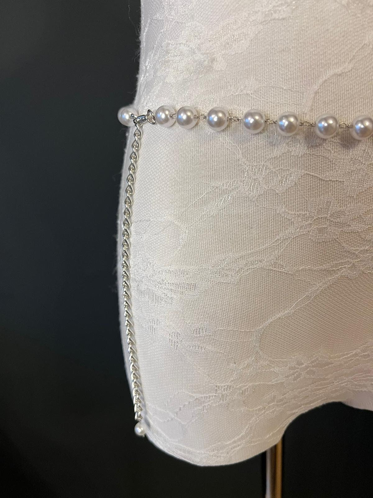 X-long Chain Belt, Pearl Chain Belt, Fashion Belt, Fashion Accessory, UK sizes 4-32, Pearl Belt, Bridal
