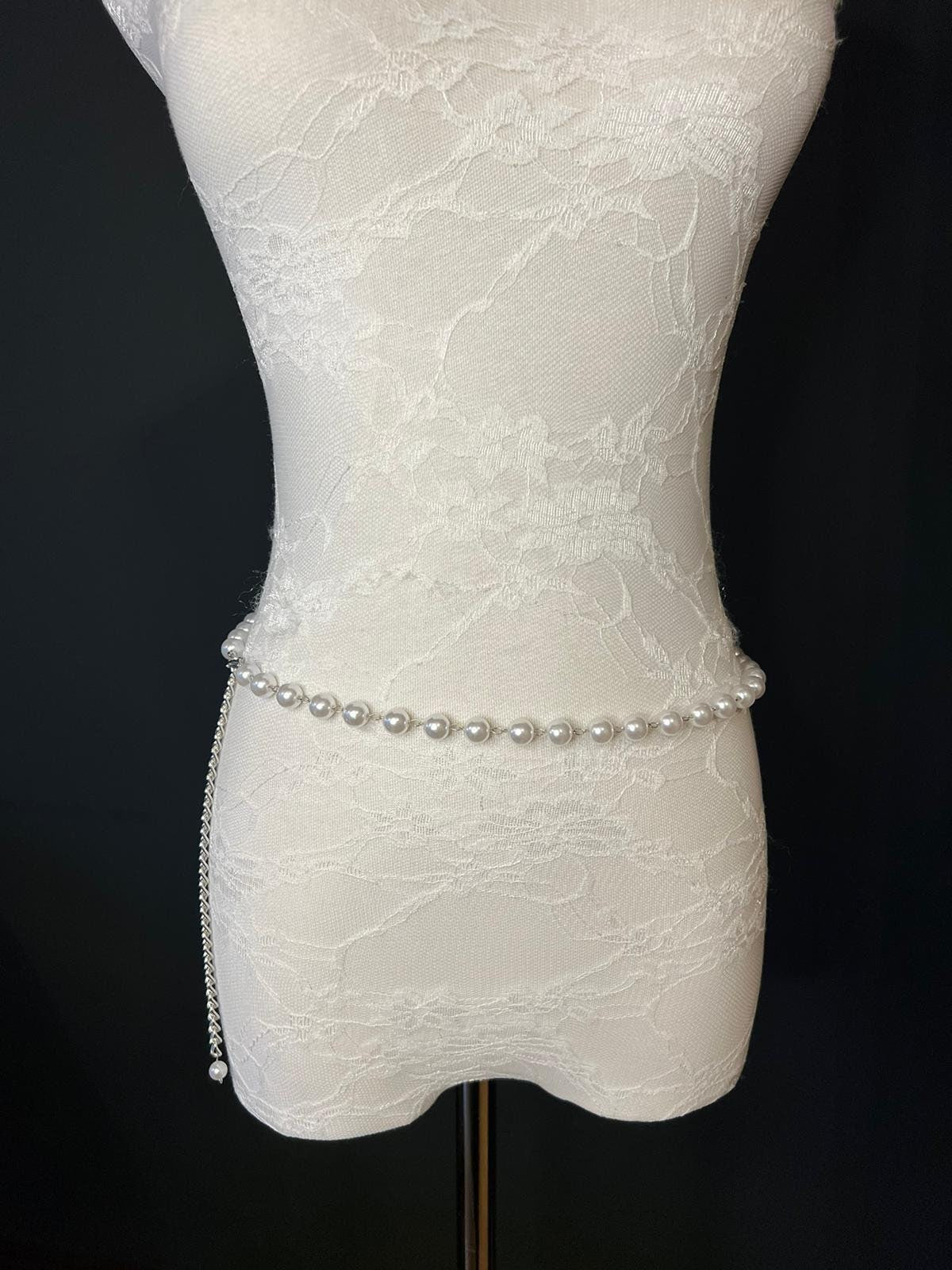 X-long Chain Belt, Pearl Chain Belt, Fashion Belt, Fashion Accessory, UK sizes 4-32, Pearl Belt, Bridal