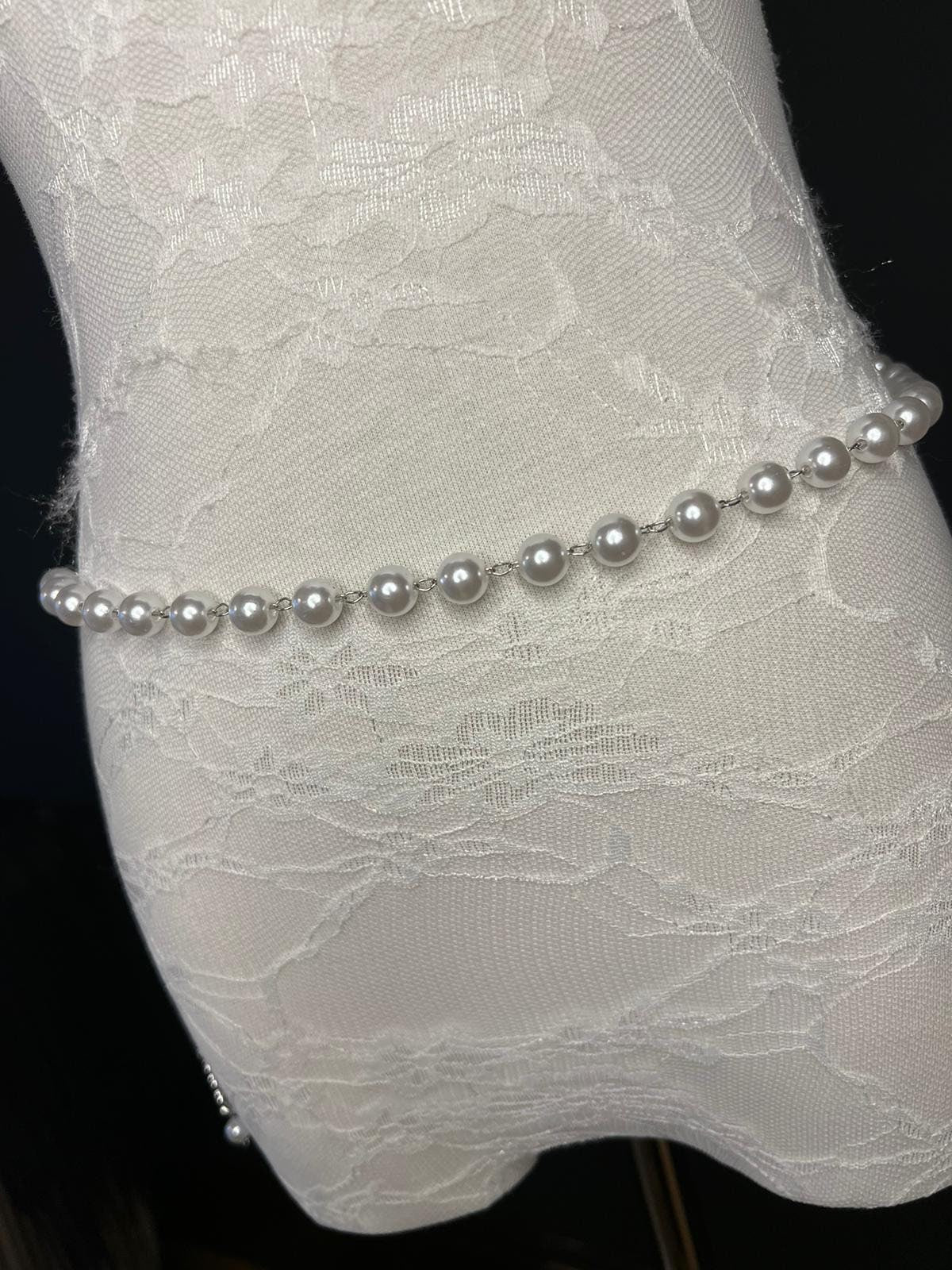 X-long Chain Belt, Pearl Chain Belt, Fashion Belt, Fashion Accessory, UK sizes 4-32, Pearl Belt, Bridal