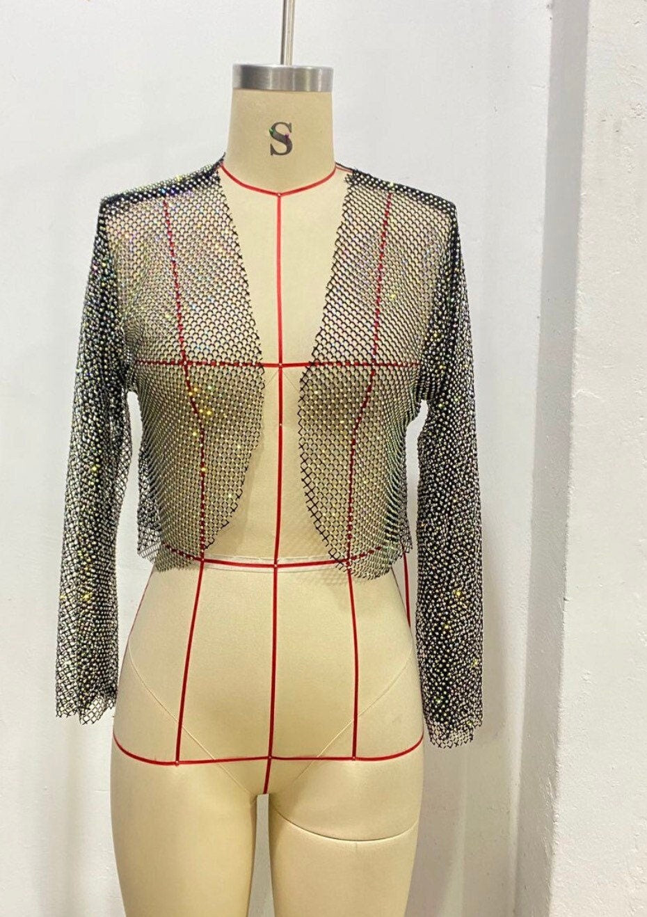 Fishnet Diamanté Cardigan  UK Sizes 6-12