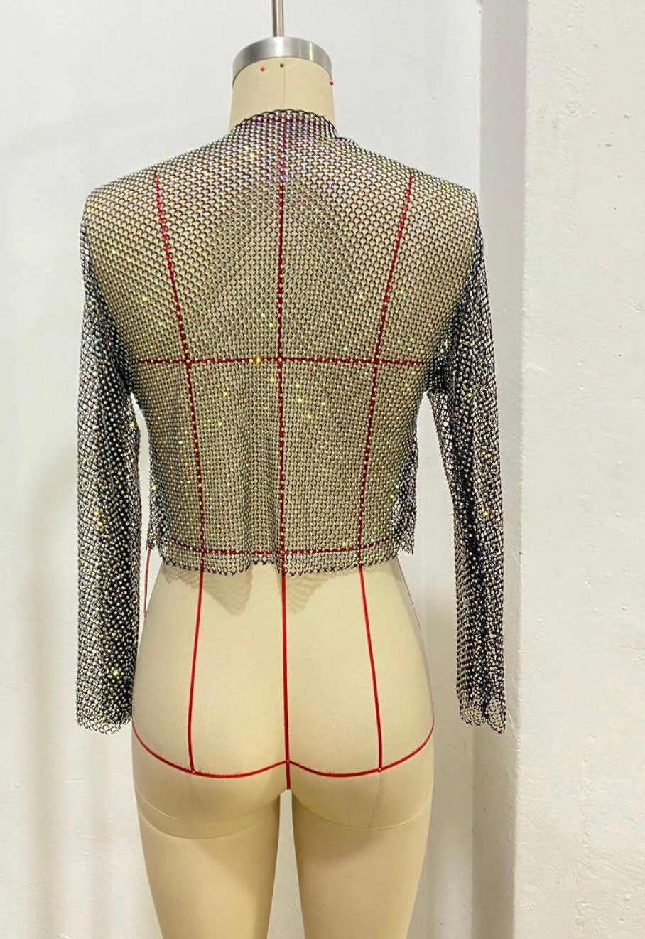 Fishnet Diamanté Top, Rhinestone Top, See Through Top, Fan Fashion Exclusives Range, UK Sizes 6-12