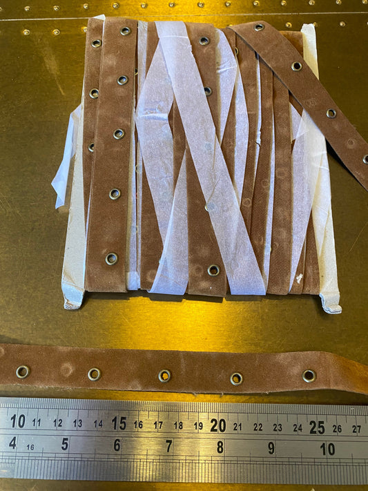 Eyelet tape, 1” wide eyelet tape, faux suede, Tan colour