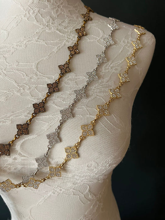 Rhinestone Trimming, Diamanté Chain Trim, Bridal, Clothing, Crafts