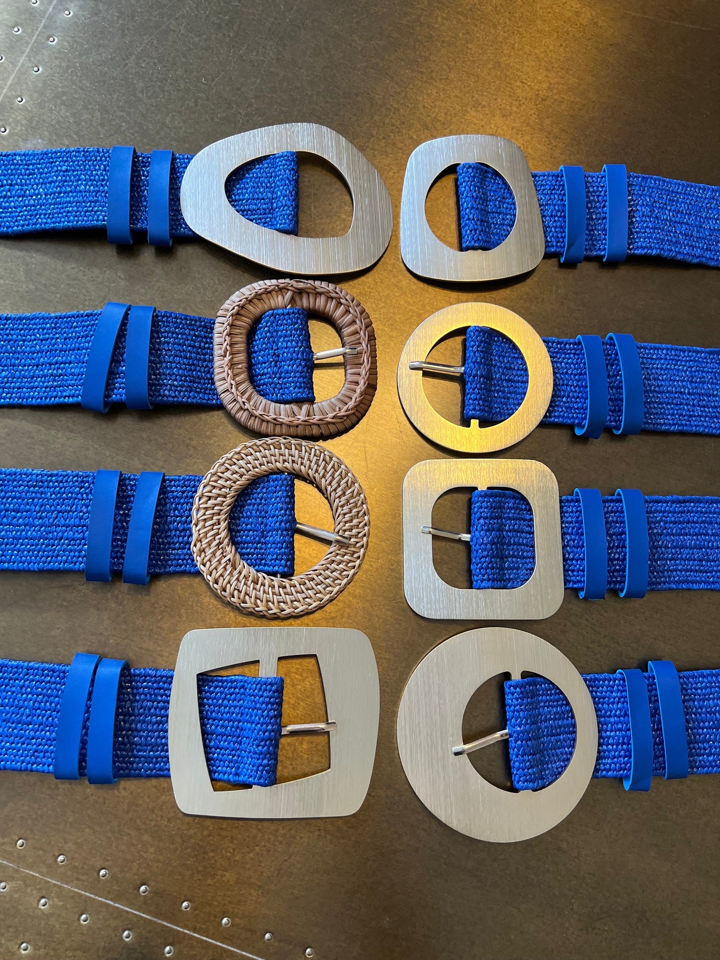 Royal Blue Raffia Elastic Belt, Uk 6-20, 8 Buckles, 15 Colours