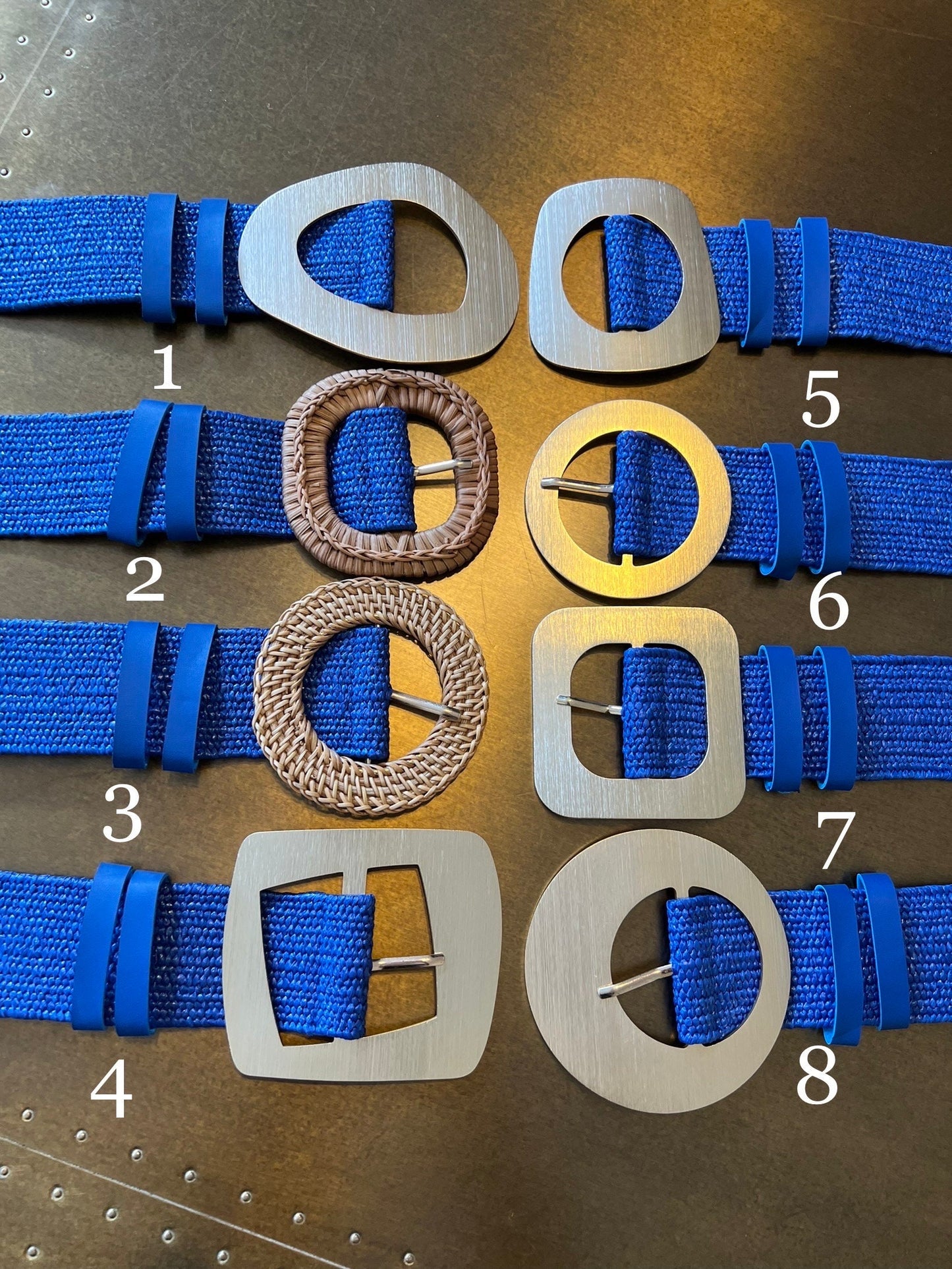 Royal Blue Raffia Elastic Belt, Uk 6-20, 8 Buckles, 15 Colours