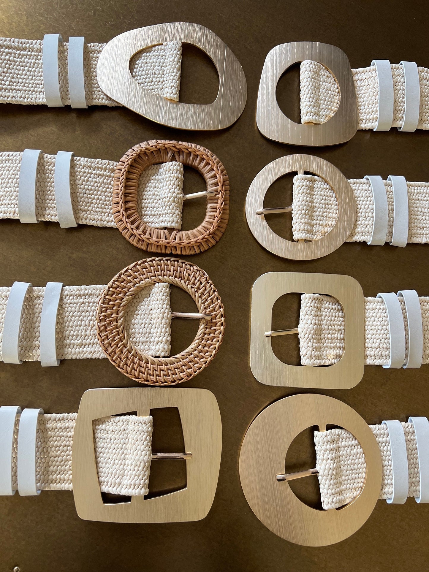 Cream Raffia Boho Belt: Elasticated Vintage Style, Gold Buckle