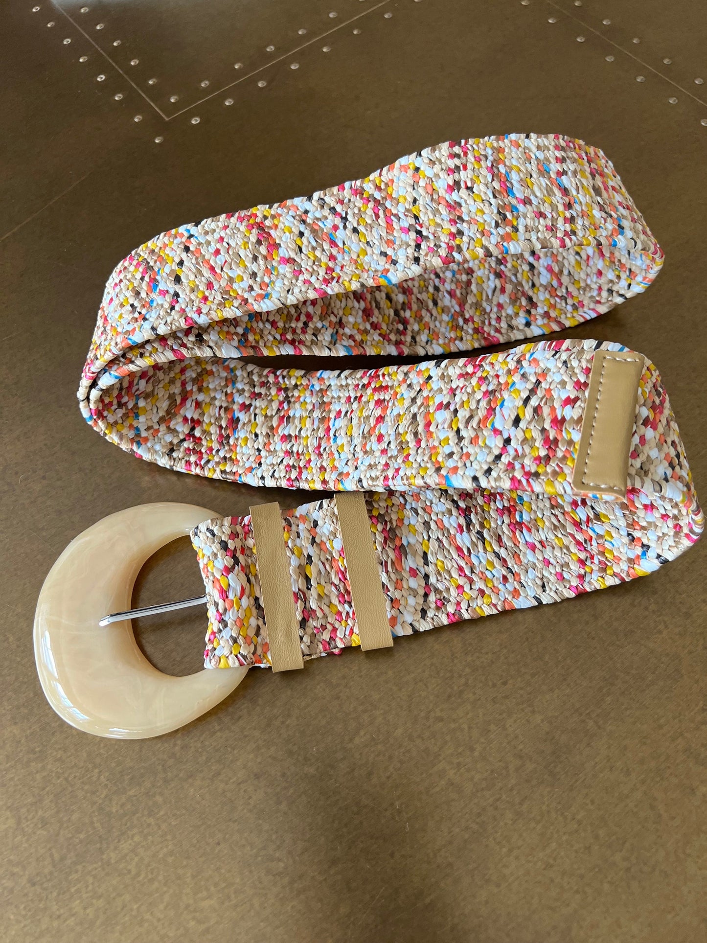 Multicolour Raffia Elastic Belt, Uk 6-20, 8 Buckles, 15 Colours