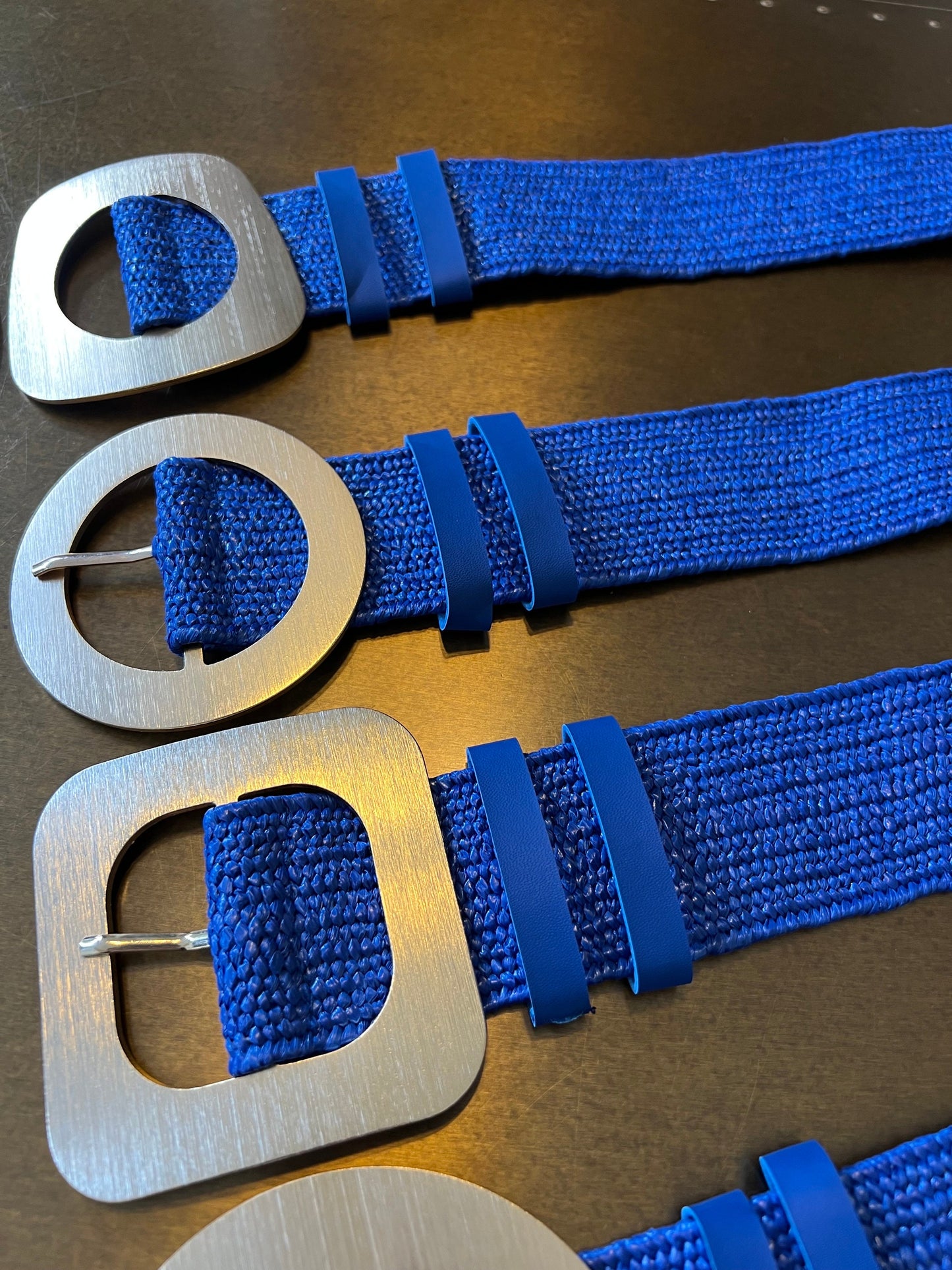 Royal Blue Raffia Elastic Belt, Uk 6-20, 8 Buckles, 15 Colours