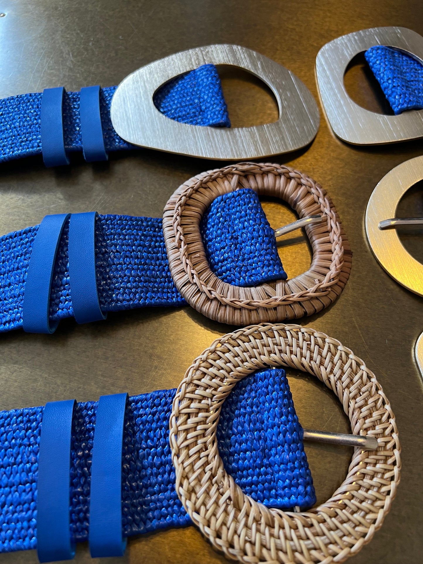 Royal Blue Raffia Elastic Belt, Uk 6-20, 8 Buckles, 15 Colours