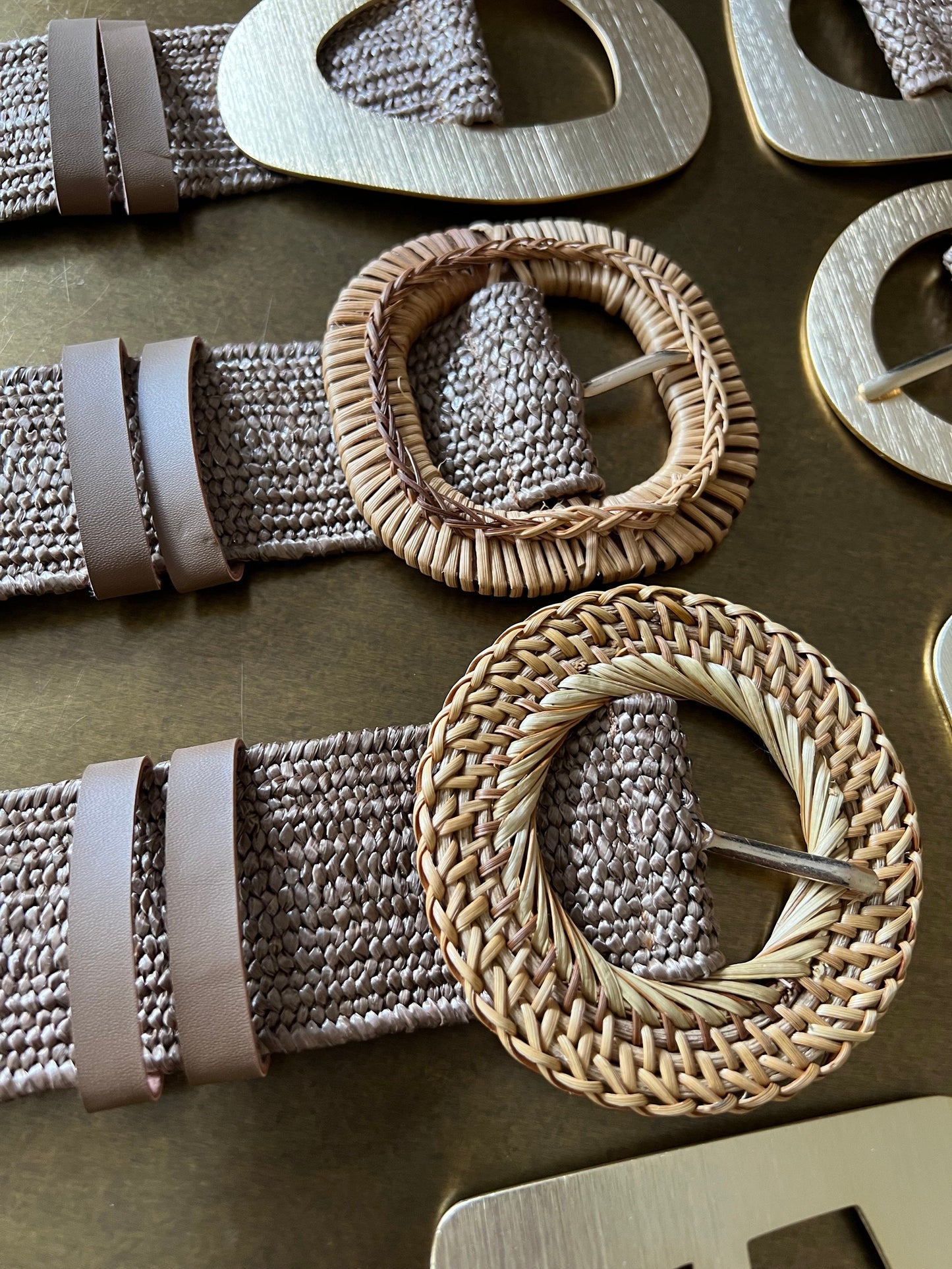Mocha Raffia Elastic Belt, Uk 6-20, 8 Buckles, 15 Colours