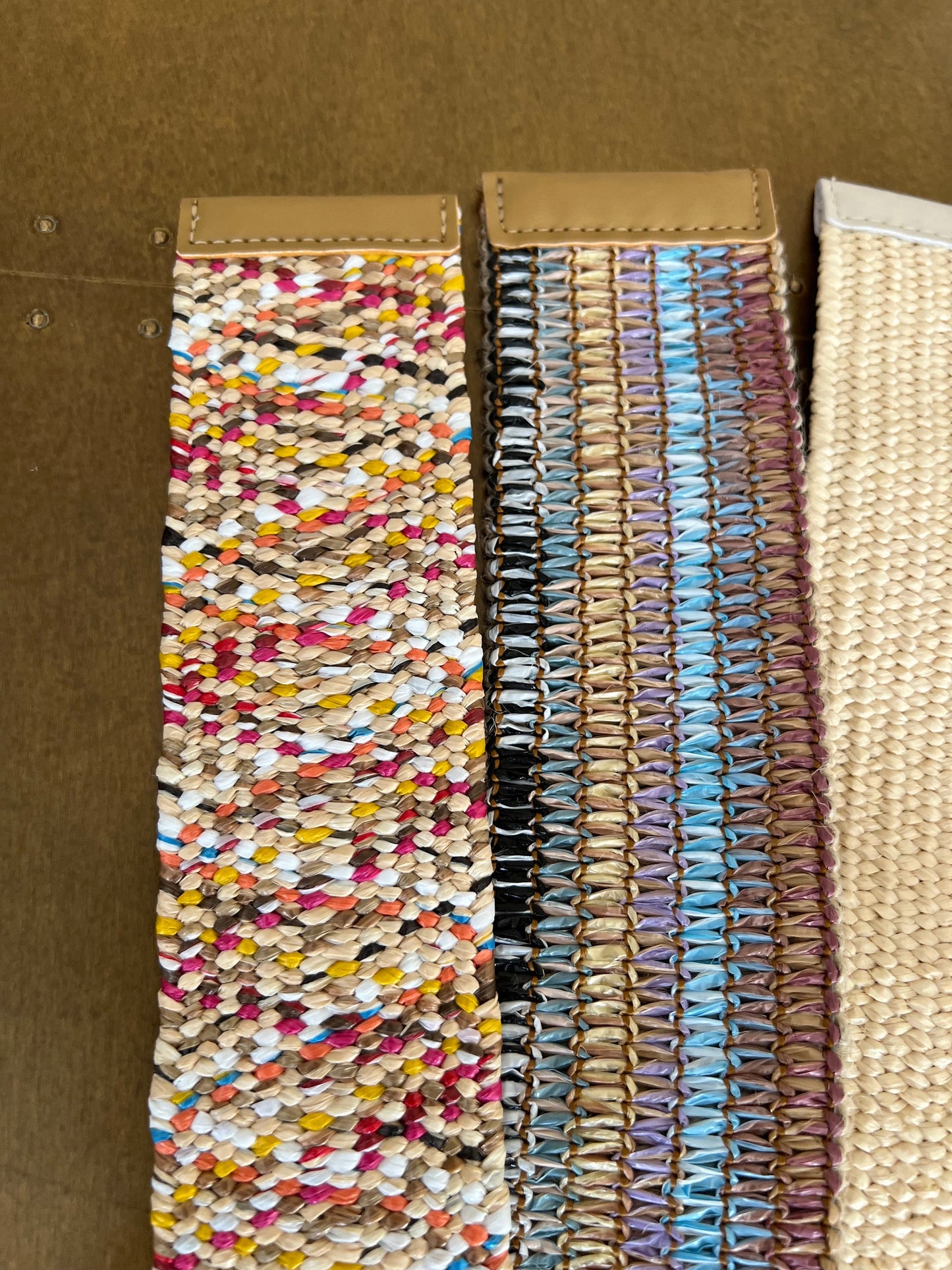 Multicolor Raffia Boho Belt, Elasticated Vintage Style