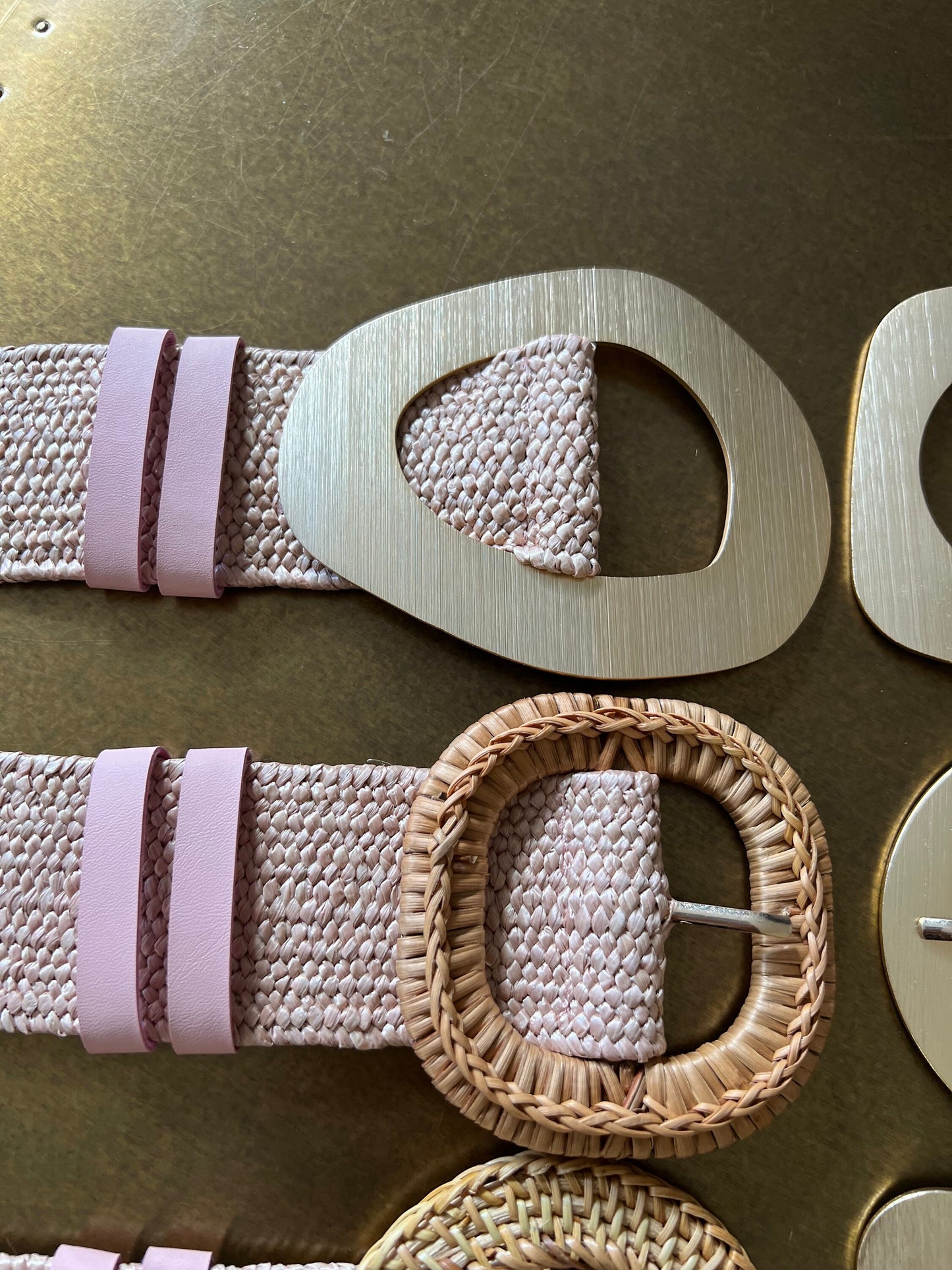 Nude Pink Boho Raffia Elasticated Belts, Fashionable Vintage Belts, Natural Raffia Belts, UK 6-20 Eco Friendly Belts 8 Buckles 15 Colours