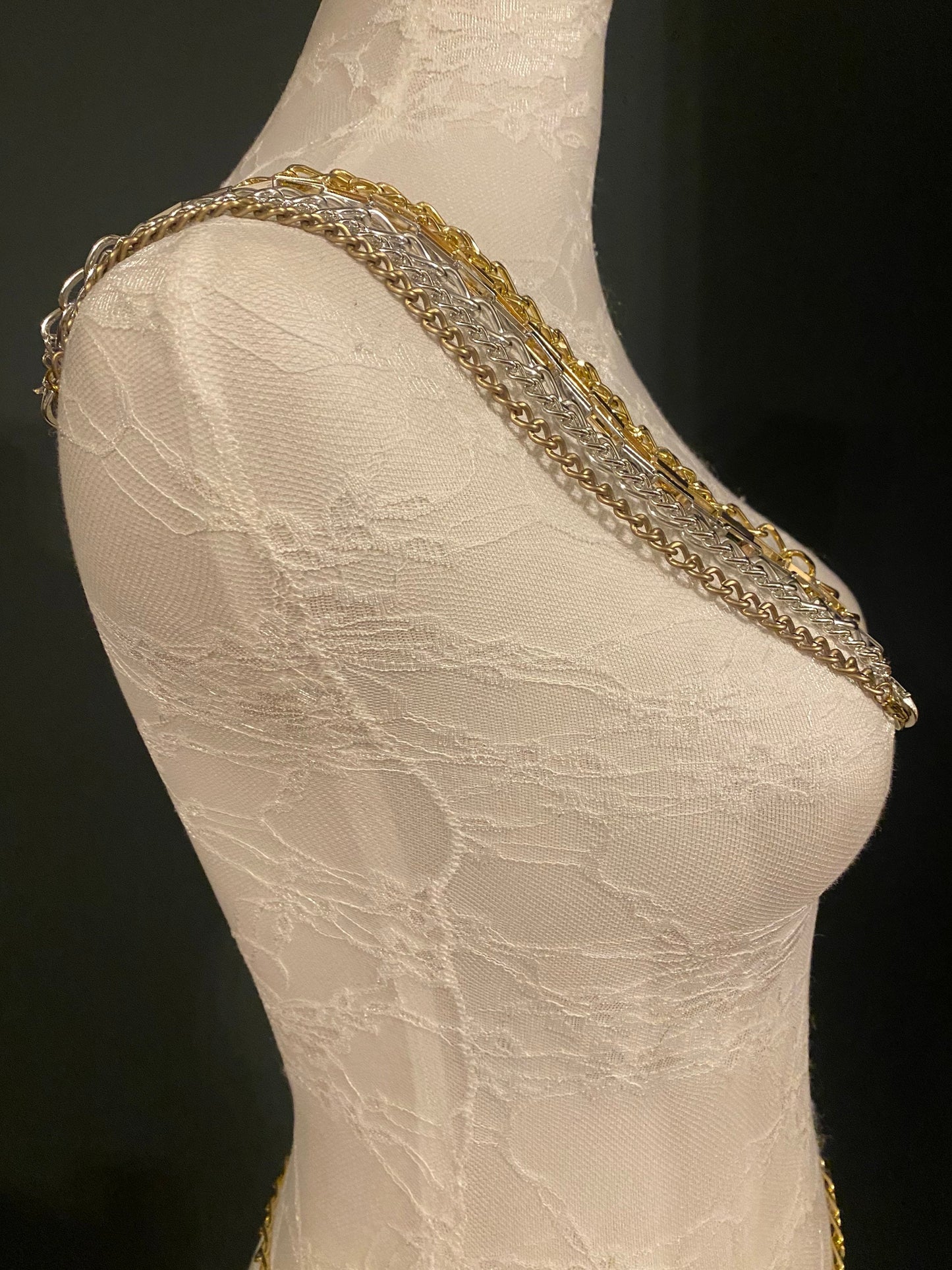 Metal Bra Chain Straps, Gold, Silver, Antique Brass, Bespoke Sizes