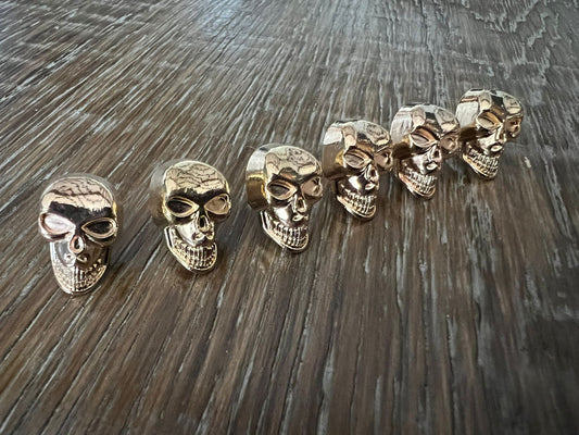 4pcs, 1.5cm Gold Metal Skull Shank Buttons 1cm x 1.5cm, Skull Buttons