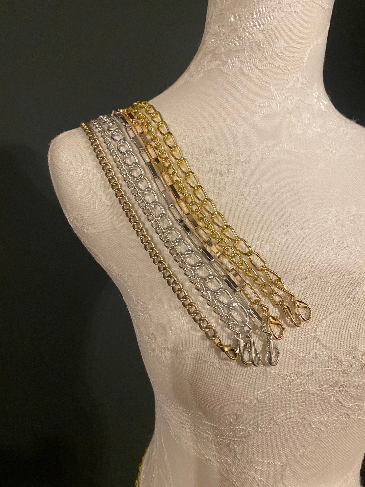 Metal Bra Chain Straps, Gold, Silver, Antique Brass, Bespoke Sizes