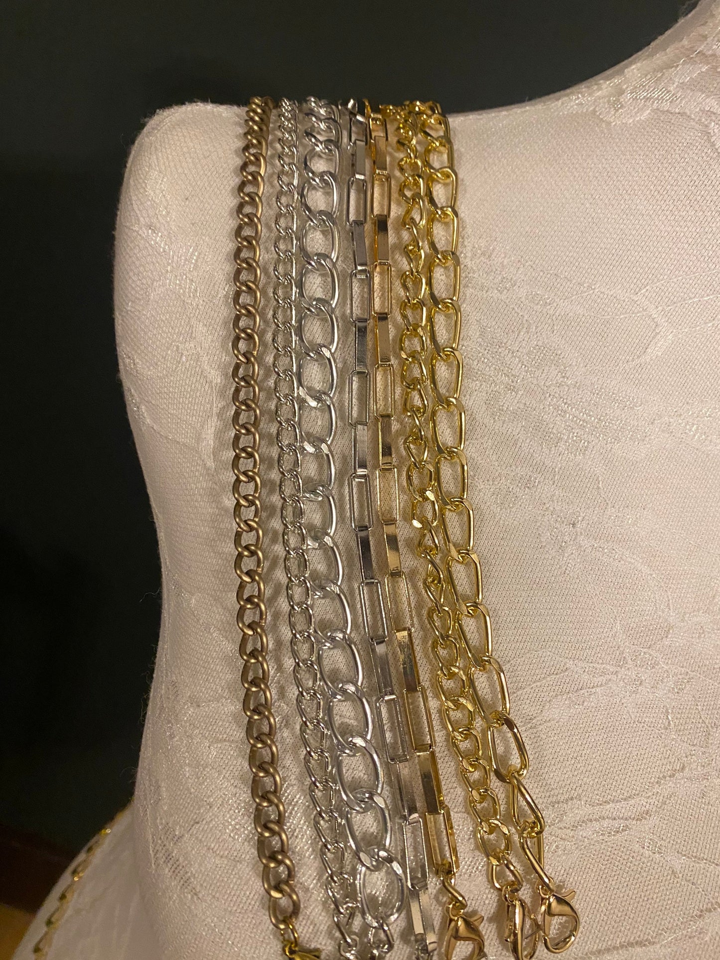 Metal Bra Chain Straps, Gold, Silver, Antique Brass, Bespoke Sizes