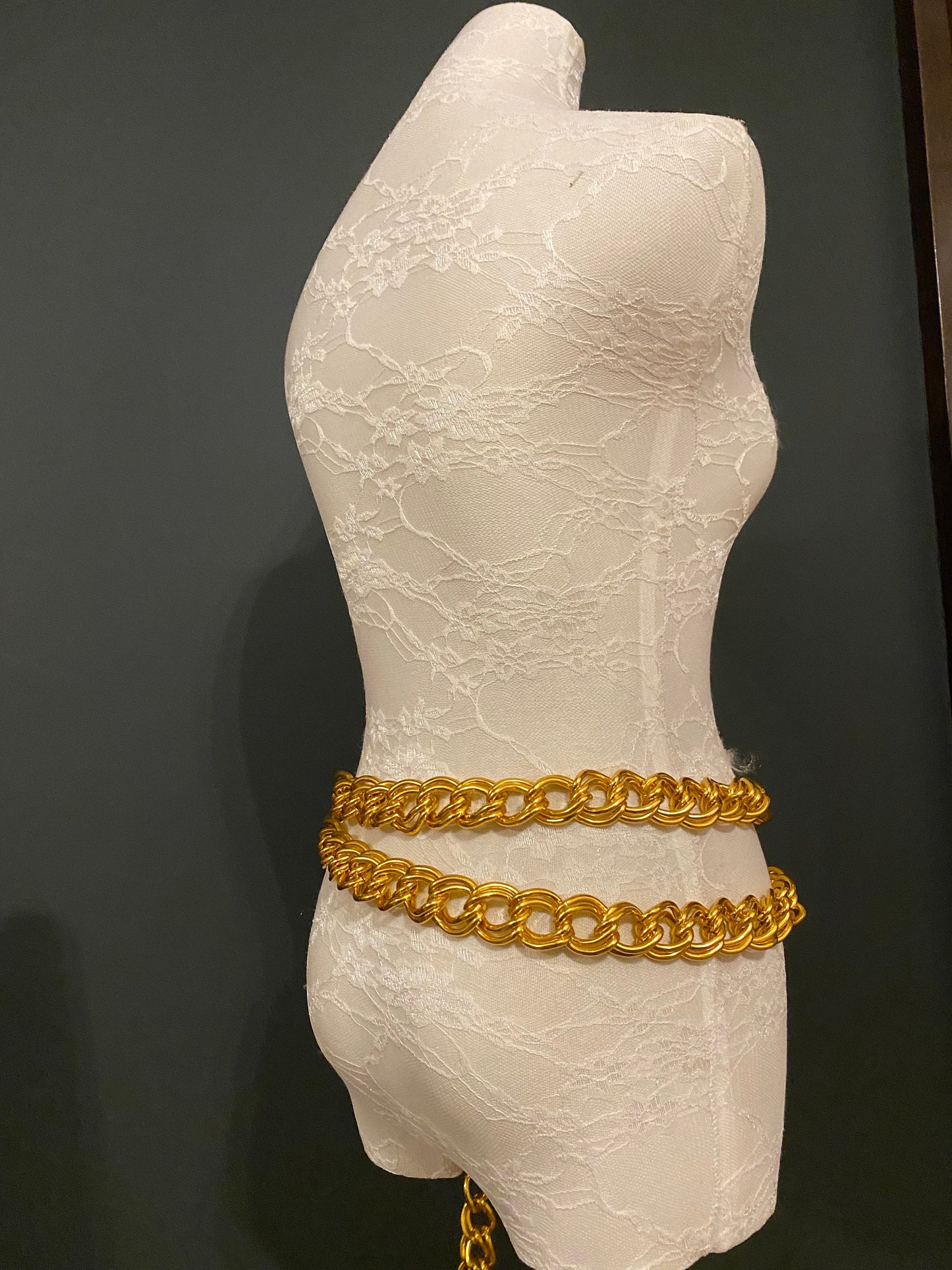 X-long Chunky Double Layer Chain Belt, Heavy Chain Belt, Silver, Gold, Fashion Belt, UK Sizes 2-36